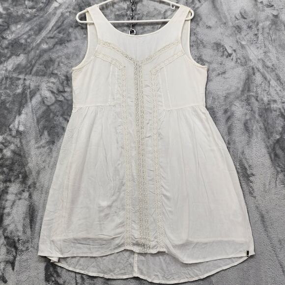 Volcom Dress Womens L Cream Starfish Sleeveless Cotton Gauze V-Back Zip Western - Picture 1 of 13
